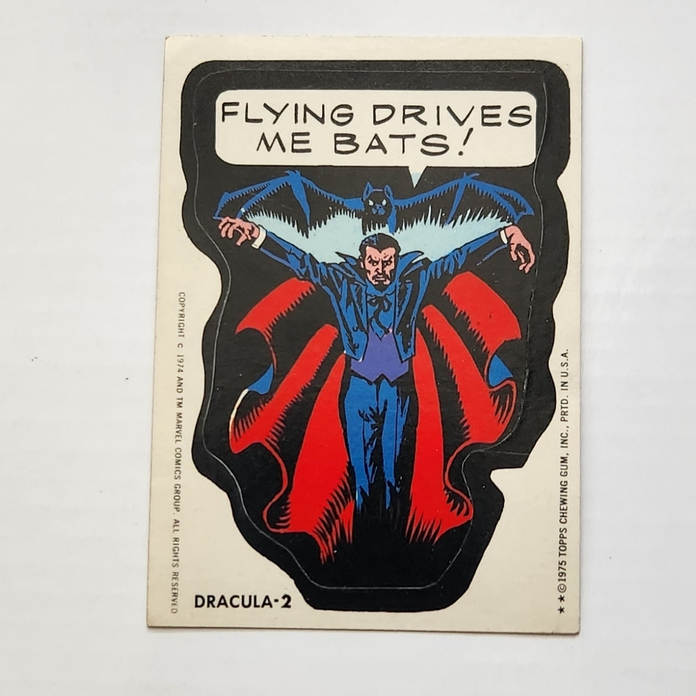 ✨Vintage 1975 Topps Marvel Comic Book Heroes Sticker - DRACULA #2 - Near Mint